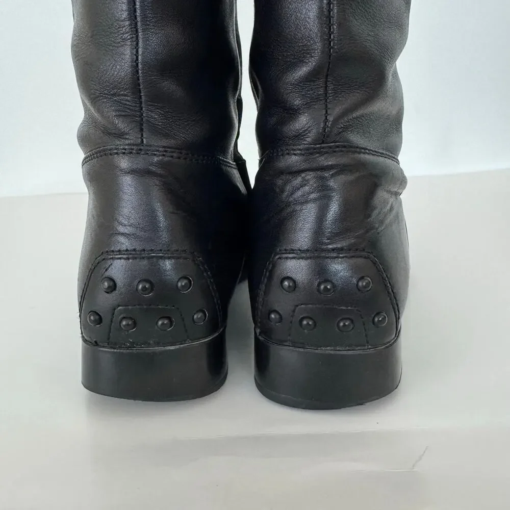Tod's Leather Knee-High Zipper Riding Boots Black Rust Brown Size 38 (US 8)